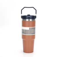 Gobelet isotherme en acier inoxydable 30 oz avec couvercle et paille, double paroi sous vide, pour café, idéal pour les voyages et l'utilisation en voiture, en acier inoxydable 304