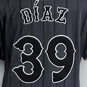 เสื้อเจอร์ซีย์เบสบอลเย็บตะเข็บเย็บติดเสื้อยืด2024กราไฟท์ EDWIN Diaz แบบใหม่ - Product Image 1