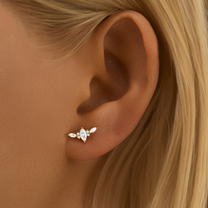 CANNER 925 Sterling Silver 18K Gold Plated Zircon Single Diamond Geometric <b>Earrings</b> for <b>Girls</b> - Product Image 5