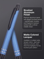 Stylos à bille promotionnels en métal avec logo personnalisé, pointe de 1,0 mm, rétractables, corps brossé, clip mat, capuchon en plastique, pointe OEM, marché UE/États-Unis