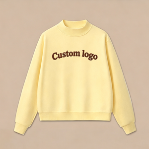 Sweat-shirt à capuche surdimensionné en molleton jaune avec logo personnalisé, décontracté, unisexe, tricoté, pour l'automne - Product Image 1