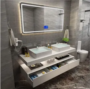 Klasik avrupa tarzı banyo vanity ile mermer masa, banyo aynası vanity