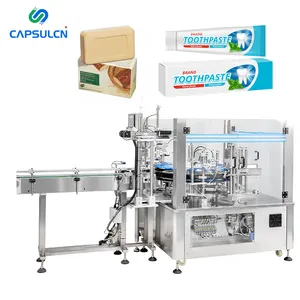 Semiautomático Vertical desechable palillos de dientes pasta de dientes cepillo de dientes relleno papel caja de cartón máquina de embalaje