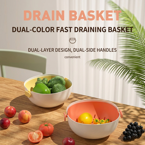 En gros Passoire à double couche avec bol en PP de qualité alimentaire pour légumes et fruits, pour la maison, la cuisine, les restaurants et les hôtels - Product Image 2