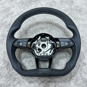 Volante Deportivo S-line de Fondo Plano en Cuero Genuino, Accesorio para Auto Compatible con Audi A6 C7 <span class=keywords><strong>A3</strong></span> A4 B8 B9 S5 A5 A7 A8 Q3 Q7 - Product Image 3