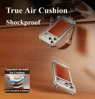 Nouvelle coque de téléphone de luxe en cuir pour iPhone 17 Pro Max avec support caché, pare-chocs sans cadre en alliage d'aluminium, antichoc, magnétique
