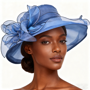 Chapeau D'église Vintage Femme - Fleurs Organza Et Maille - Mariage Ou Fête