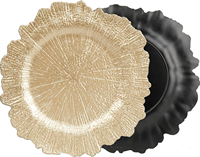 Assiettes de présentation rondes en plastique doré de 13 pouces pour la décoration de table de mariage, de fête, de Thanksgiving et de Noël