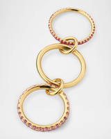 Ineinandergreifende 18K Vergoldete Messing Stapelbare Gold-Rhodium-Plattierte Bänder Rubinrote CZ Rosa Steine Ring Damenschmuck