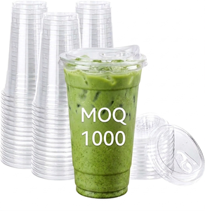 Wholesale 12oz Eco-friendly Food Grade Single Wall 98mm Disposable Clear PET <b>Plastic</b> <b>Cups</b> Lids UV Printed Custom Logo Bubble Tea - Product Image 1