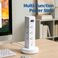Multiprise standard américaine 110V 8 prises avec 2 ports USB + 2 ports Type C, organiseur de câbles vertical pour la maison et le bureau