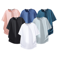 T-shirt en soie glacée pour couple, 170g, maille respirante, impression par transfert thermique quatre aiguilles six fils, logo personnalisé, M-5XL, tee-shirt d'entraînement d'été