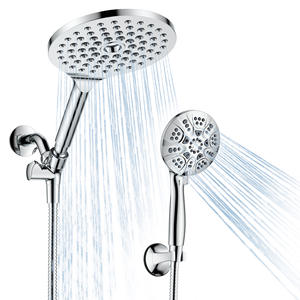 Juego de ducha con cabezal de ducha de mano y de techo, acabado cromado, diseño moderno para baño, uso adulto - Product Image 1