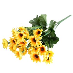 Vente en gros de 24 têtes de fleurs artificielles en soie, fausses fleurs de tournesol pour la décoration de la maison et du bureau - Product Image 1