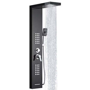 Panel de Ducha Moderno de Lujo, Montado en la Pared, Negro, de Acero Inoxidable, Sistema de Ducha para Baño - Product Image 1