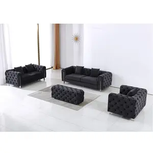 New Design Divani Casa Luxury Victorian Tufted Sofa Fabric Living Room Furniture