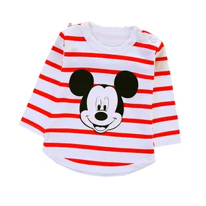 Nieuwste Jongens En Meisjes Lange Mouw T-shirt Ronde Kraag Kids Gestreept T-shirt