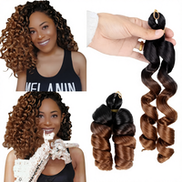 Cheveux synthétiques en fibre haute température de 12 pouces, boucles lâches en spirale à la française, couleur unie, pour tressage, trame simple, 75g, vente en gros