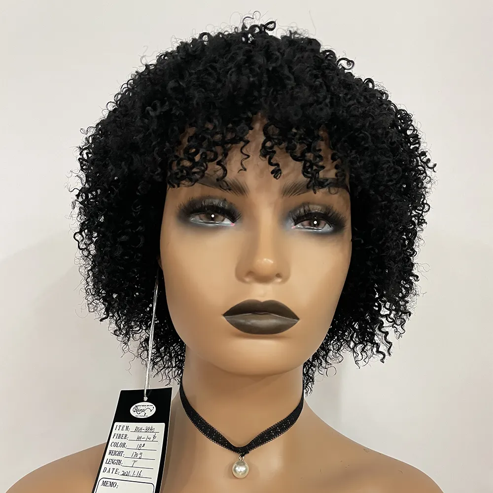 KEMY In Stock Big Discount New Arrival Kinky Curly Short 100% Peruvian Human Hair Wigs Black Natural Hair Wigs Fashion Style Wig