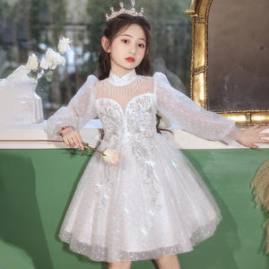 Nueva ropa para niños, vestidos de gasa hinchados para niñas, vestido de graduación de princesa elegante de cumpleaños para niños, vestido de baile de manga larga con lentejuelas - Product Image 4