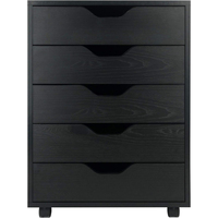 Commode de rangement noire à 5 tiroirs sur roulettes, meuble de rangement mobile en bois pour salle d'artisanat, bureau à domicile, chambre à coucher, commode, organisateur
