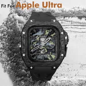 Eraysun modifica di lusso anello in fibra di carbonio inferiore + custodia in titanio + Fluororubber cinturino per orologio <span class=keywords><strong>Apple</strong></span> <span class=keywords><strong>Watch</strong></span> Ultra <span class=keywords><strong>49mm</strong></span> - Product Image 6