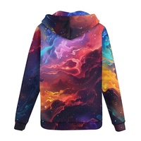 Sweat-shirt à capuche POD imprimé par transfert thermique, motif galaxie coloré, décontracté, ample, streetwear, 100% polyester, personnalisable