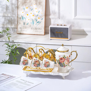 New Chinese Style Ceramic <b>Tea</b> <b>Set</b> High Grade Coffee Cup Afternoon <b>Tea</b> Plate Teapot Gift Box Wholesale - Product Image 5