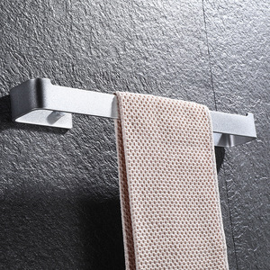 <span class=keywords><strong>Toallero</strong></span> <span class=keywords><strong>de</strong></span> <span class=keywords><strong>pared</strong></span> moderno para hotel, <span class=keywords><strong>de</strong></span> aluminio con acabado cromado negro, <span class=keywords><strong>de</strong></span> una sola barra, con orificios, <span class=keywords><strong>sin</strong></span> clavos - Product Image 3