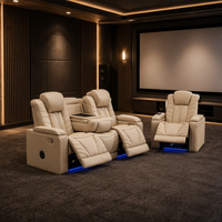 Echtes Leder Massage-Relaxsofa Sektional Ausgestattet mit LED-Beleuchtung Luxuriöses Komfortdesign für Hochwertige Familienwohnzimmer