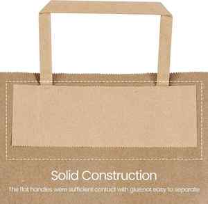 Sac en papier kraft blanc de qualité supérieure KM avec poignée plate, écologique, pour emballage cadeau, emballage de vente au détail, faveurs de fête - Product Image 5