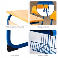 Meubles de classe modernes et durables personnalisables en gros, bureau double pour étudiants, chaise, table d'étude pour enfants pour l'école et la maison