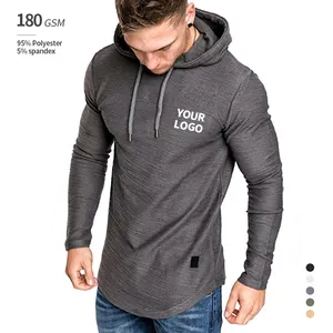 Sweat à capuche à manches longues pour hommes T Shirt Muscle Shirt avec capuche Gym Hoodies Blank Knitted Plain Dyed Blank Clothing Supplier