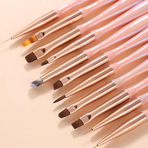 Ensemble de pinceaux à ongles en forme de queue de poisson rose irisé portable pour la peinture au gel, gel UV, manucure en salon - Product Image 4