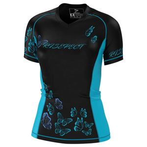 Traje de Baño de Compresión para Mujer, Estilo MMA/BJJ, con Estampado Personalizado, Manga Corta, Protección UV - Product Image 1