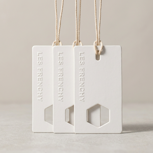 Custom Luxury Recycled Hanging Labels with Embossed Logo <b>Swing</b> Paper Hang Tags for Clothing Bags & Shoes - Product Image 1