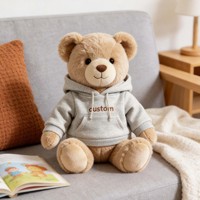 Boneka Beruang Teddy Hoodie Bordir Custom - Boneka Hewan Lucu dan Lembut dengan Hoodie yang Dapat Dipersonalisasi, Hadiah Sempurna untuk Anak-anak dan Dewasa