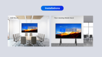 Tableau blanc interactif portable sur pied, écran tactile intelligent LED 65 pouces, Android Windows 40 points tactiles