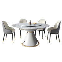 Luxuriöses Quarzit Modernes Minimalistisches Marmor-Esstisch-Stuhl-Set Drehbarer Beistelltisch Verstellbare Wohnmöbel für Zuhause