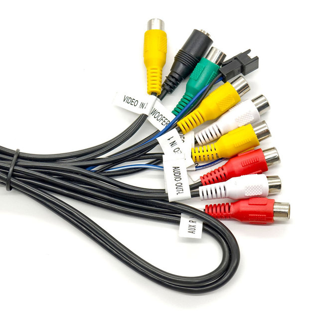 20 Pin RCA Audio Video Harness with SIM Card Slot Cable Subwoofer Output CVBS Aux Amp Control Fan Jack Mic Wire for Car Android