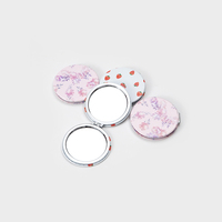 Miroir cosmétique portable double face Winway, logo personnalisé, petit miroir rond en métal argenté pliable de poche