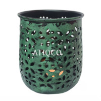 Atiqco Vert Capsule Jali Fer Laiton Votive Titulaire À La Main Élégant Moderne Bougeoir pour La Décoration De La Maison Modèle 788795 Chaude