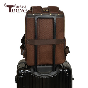 Tiding Men's Crazy Horse Leather <b>Backpack</b> With Usb Port 20-35L For Travel And Study - Product Image 4