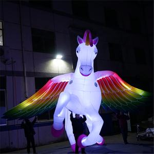 Gran Plaza decoración blanco mascota inflable caballo volando alas - Product Image 2