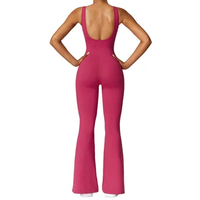 Body de compression sport personnalisé push up nude une pièce pantalon évasé combinaison de yoga chic pour femmes