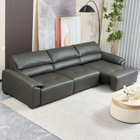 Ensemble de canapés électriques modernes en cuir, extensibles, multifonctionnels, réglables, intelligents, convertible en lit, trois places, pour villa, avec télécommande sans fil