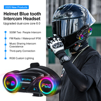 Casque Intercom Moto Y13 PRO Double Chipset 6.0, Casque Audio Sans Fil BT, Partage de Musique, Effet Lumineux Mixte, Radio FM