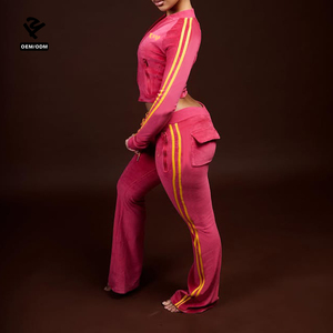 Completo da Yoga in <span class=keywords><strong>Velluto</strong></span> Personalizzato con Giacca con Zip e Striscia Laterale, Pantaloni a Zampa, <span class=keywords><strong>Tuta</strong></span> in <span class=keywords><strong>Velluto</strong></span> per <span class=keywords><strong>Donna</strong></span>, Abbigliamento Sportivo da Palestra, <span class=keywords><strong>Tuta</strong></span> da Jogging - Product Image 5