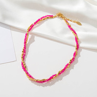 Mode 18k plaqué or quartz rose pierre naturelle clavicule chaîne multi double couche collier pour jeunes filles