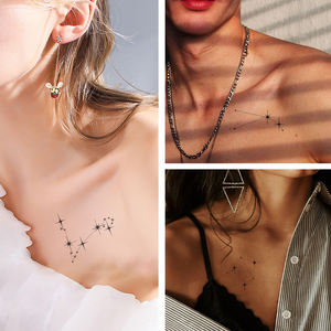 חם מוכר שנים עשר קבוצות כוכבים קעקוע חצי קבוע מדבקות אישית מיץ צמחים פנים נייר גוף לבן - Product Image 3